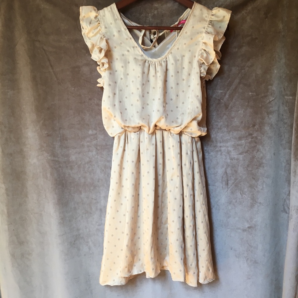 NWT $228 PinkYotto Silk Cream Dots Dress